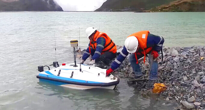 USV autonomous vessel for tailings dam survey bathymetric survey