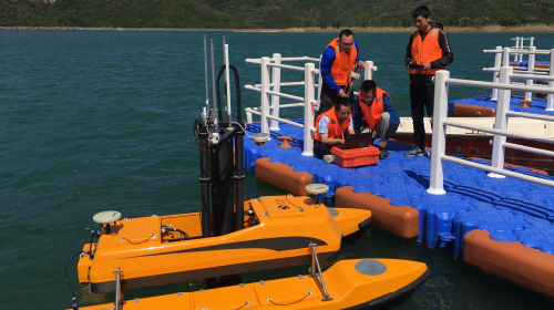 ME120 USV autonomous boat conduct mapping in a reservoir